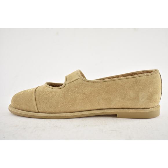 Chanel 25B Beige Suede Shearling Fur Mary Jane Moccasin Ballet Loafer Flat 41 - Picture 14 of 16
